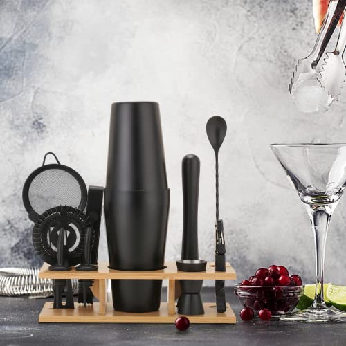 JNWINOG 11Pcs-Cocktail Shaker Set Stainless Steel Bartending Kit 25oz Boston Shaker Bar Set Cocktail Mix Drink Making Kit ...