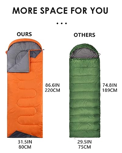 Sleeping Bags for Adults Cold Weather - 20 Degree Big&Tall Size Backpacking Lightweight Waterproof for Girls Boys Mens Tee...