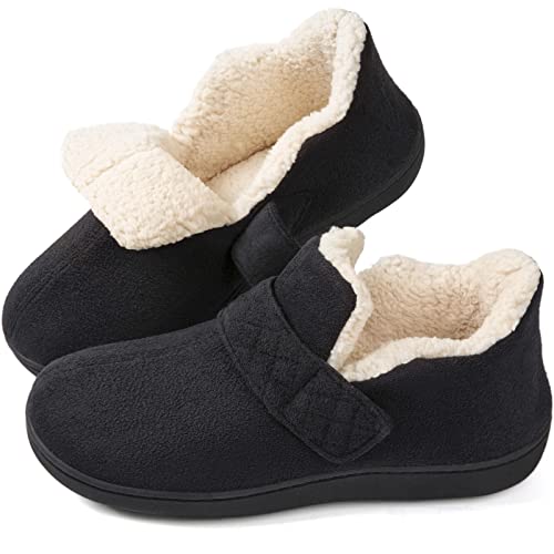 Zizor Women's Adjustable House Shoes Slippers Indoor Outdoor with Memory Foam, Warm Winter Fuzzy Lined Home Slippers