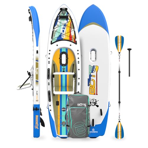 BOTE Rackham Aero Inflatable Stand Up Fishing Paddle Board Blow Up iSUP 12 FT 4” Adult Kids Family Friendly APEX Pedal Dri...