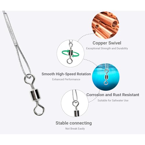 QISHUO Heavy Steel Fishing Leader Saltwater High Strength Wire Leader Line Bait Freshwater Fishing Leaders Stainless White...