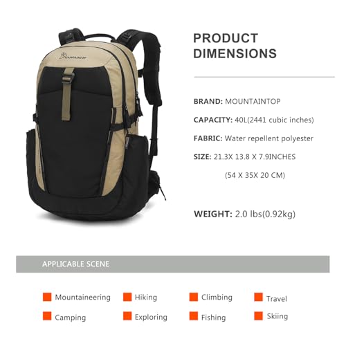 MOUNTAINTOP 30L Hiking Backpack,Men Women Camping Backpack,Lightweight Trekking Travel Backpacks for Climbing Skiing Cycling