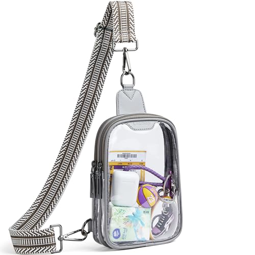 LATMAP DOUBLE ZIP Clear bags Stadium Approved Crossbody Sling Bag Fanny Pack Purses for Women Men Belt bag for Stadium Events
