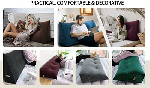 Bed Wedge Headboard Pillow - College Dorm Reading Pillow Back Support While Sitting in Bed - Ergonomic Lumbar Pillow Body Positioning Bed Pillow - Velvet Maroon 54IN