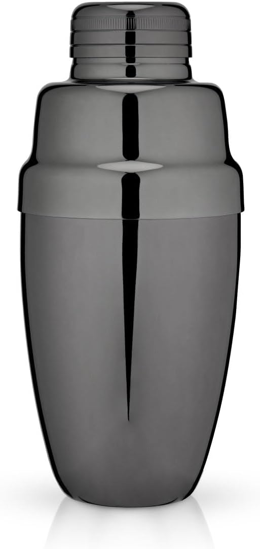 Viski Gunmetal Heavyweight Cocktail Shaker with Strainer, Stainless Steel Drink Mixer for Cocktails, Margarita, Martini, B...