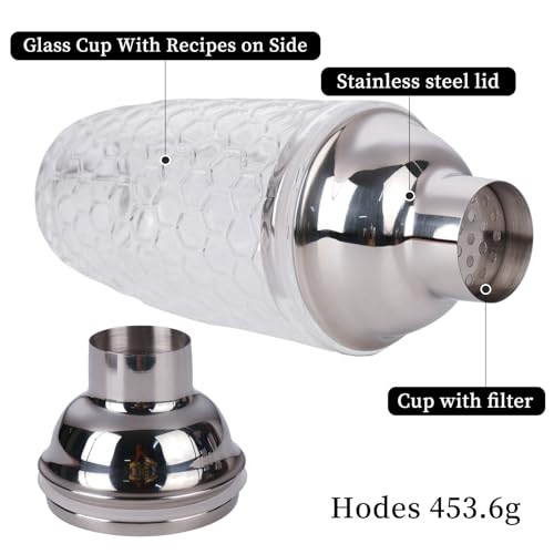 JNWINOG Professional 14.37 oz Cocktail Shaker – Durable Stainless Steel Martini Mixer, Leak-Proof & Dishwasher Safe, Ergon...