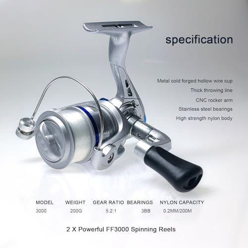 Fishing Rod Reel Combo - 2PCS 6.89ft Collapsible Rods 2PCS Spinning Reels Lures Set Fishing Pliers Carrier Bag for Travel ...