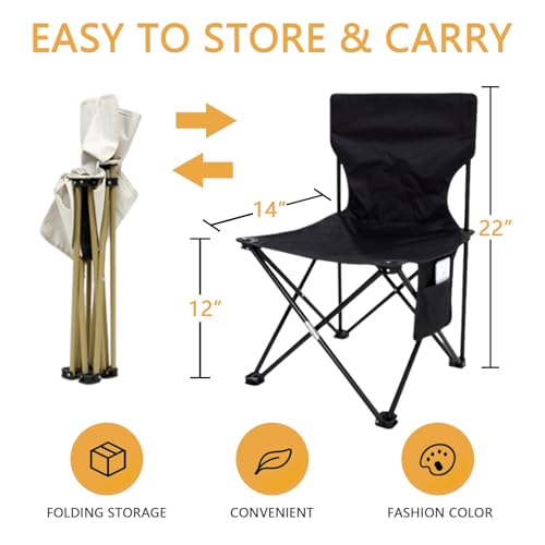 Soulagers Outdoor Camping Chair, Collapsible Chair with Side Pocket and Carry Bag, Folding Chair for Camping, Beach, Picni...