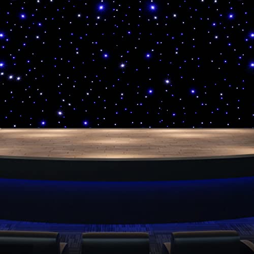 LED Stage Starry Sky Cloth Background, White & Blue/ White/ Multicolour Foldable Stage Star Curtain Backdrops with Remote ...
