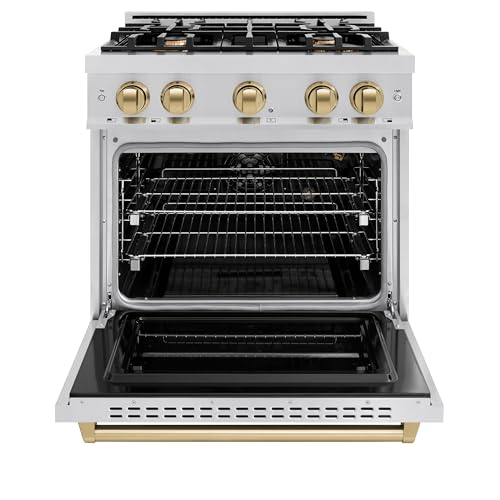 ZLINE Autograph Edition 30 in. 4.2 cu. ft. Classic Gas Range with 4 Burner Cooktop and Convection Gas Oven in Stainless St...