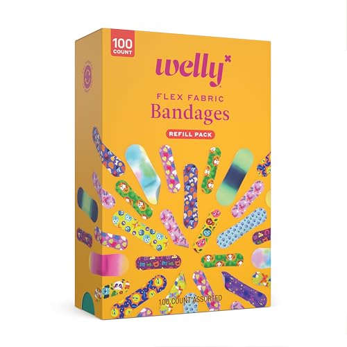 Welly Bravery Badge Value Pack | Adhesive Flexible Fabric Bandages | Assorted Shapes and Patterns for Minor Cuts, Scrapes,...