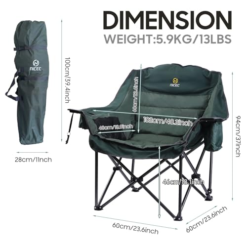 Nice C Camping Chairs, Oversized XL Padded Camping Chair, Outdoor Chair, Camp Chair, Lounge Chair, Wide&Thick, Heavy Duty ...