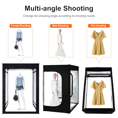 47"x78"x40" Large Photo Studio Light Box Photography, 8 Light LED Panels Dimmable Shooting Tent with 3 Color Backdrops Con...