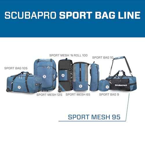SCUBAPRO Sport 95 Mesh Dive Bag with Double Duffel Straps and Adjustable Shoulder Strap for Scuba Diving Gear, Denim Blue Color Fabric