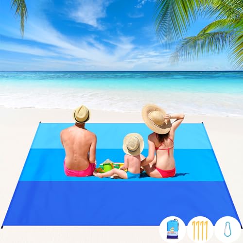 BYDOLL Beach Blanket Waterproof Sandproof 78''×81'' 1-5 Adults Oversized Lightweight Large Picnic Mat Waterproof Sandproof...
