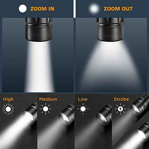 EverBrite Ultra Bright Tactical Flashlight, 600 Lumen Zoomable Adjustable Focus, 4 Light Modes, Heavy-Duty Aluminum Flashlight for Hurricane Supplies Camping, 3C Alkaline Batteries Included
