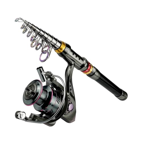 NIXWORTAL Fishing Rod 1.8M-3.6M Fishing Rod and 5.2:1 Spinning Fishing Reel Fishing Combo Portable Freshwater Fishing Kit ...
