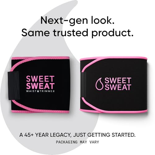 Sports Research Sweet Sweat Waist Trimmer (Core Series) - Premium Sweat Enhancing Fitness Band for Women & Men - Adjustable Fit · Latex-Free Neoprene - Pink Logo, Small