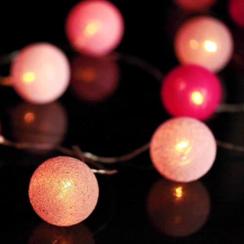 Efavormart 13Ft 20 LED Blush Cotton Ball String Light Backdrop Fairy Light Battery Operated for Wedding Party Event Decor
