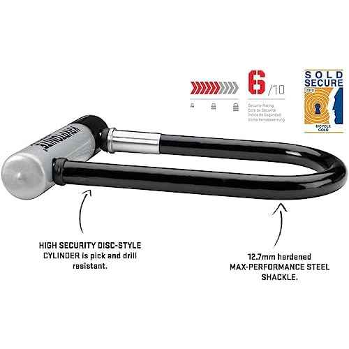 Kryptonite Kryptolok ATB Bike U-Lock, Heavy Duty Anti-Theft Sold Secure Gold U Lock, 12.7mm Shackle with Mounting Bracket and Keys, High Security Lock for Wide Tires E-Bike Scooter Road Mountain Bike