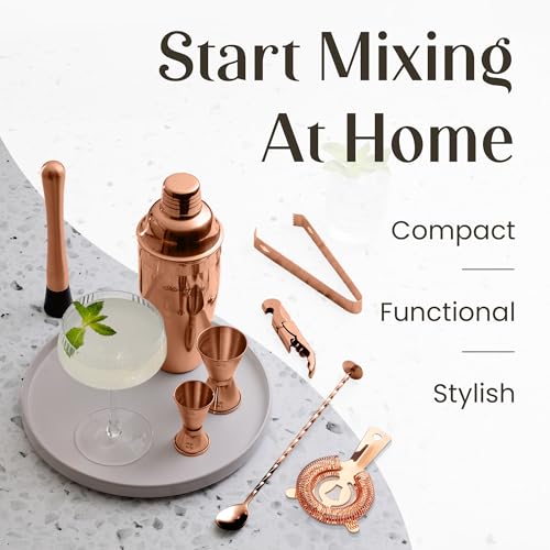 Mixology & Craft 11-Piece Cocktail Shaker Set with Wood Stand | Complete Cocktail Kit Gift Set | Top Bartender Gifts for M...