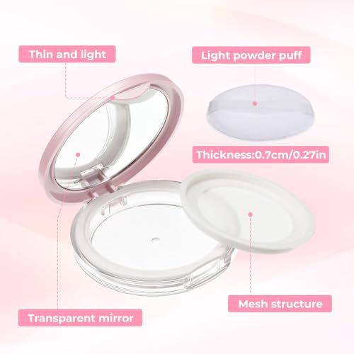 2 PCS Loose Powder Containers with Puff, 0.18oz Travel Powder Container Reusable Empty Makeup Containers Compact Mini Powd...