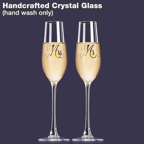 Mfacoy Mr. & Mrs. Champagne Flute Set, Wedding Decor - His and Hers, Wedding Toasting Glasses for Engagement Celebrations,...