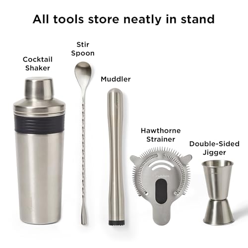 Rabbit Classic Bar Tool Set – 6-Piece Stainless Steel Cocktail Shaker & Barware Kit with Stand – Premium Home Bar Tools fo...