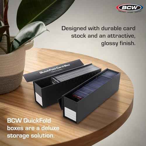 BCW QuickFold¢ç Card Storage Boxes for Magnetics & Toploaders ? 3 Pack | Trading Card Holder Box with Magnetic Closure | Easy Fold Assembly for Sports and TCG Cards