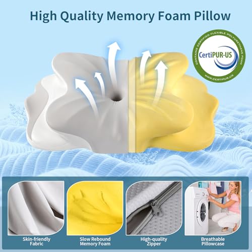 Cervical Neck Pillow - Neck Support Pillows for Sleeping, Contour Memory Foam Pillows for Side, Back & Stomach Sleepers, E...