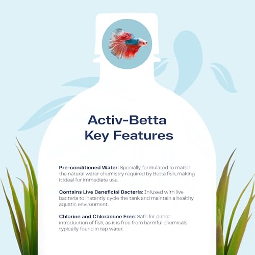 Activ Betta Water for Aquarium Décor, 33.8 fl.oz. - Premium Water Conditioner for Betta Fish Tanks, Enhances Water Quality...
