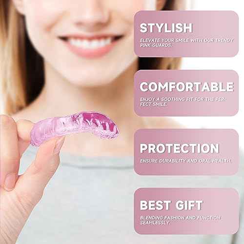 4 Pack Pink Mouth Guards for Women and Teens, Medium Size, Moldable Night Guards for Teeth Grinding and Clenching, Comfortable Bite Guards, Stylish Custom Dental Guards for Protection