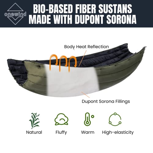 onewind Double Hammock Underquilt Warm Insulation Ultralight 3-4 Season Camping Quilt, Portable for Hiking, Backpacking