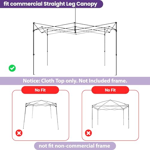 Tradesparker 10x10 Commercial Pop Up Canopy Replacement Top-Windproof D-Rings+Banner Grommets+Loop Pile Wall System,Ez Can...