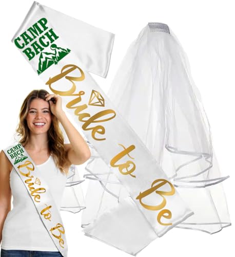 RhinestoneSash Camp Bachelorette Decorations - Camp Bride Sash - Last Trail Before the Veil, Cabin Crew Before I Do Gifts