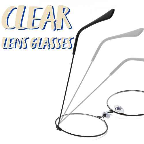 Spooktacular Creations Halloween Black Wizard Glasses, Old Men Round Wire Costume Glasses Accessory for Men Women Halloween Dress Up, Halloween Costume Prop