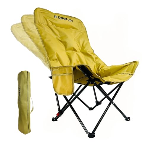 FORFOX Adjustable Portable Folding Camping Chair with High Back, Side Pockets, Headrest, Lightweight Lawn Chair for Outdoo...