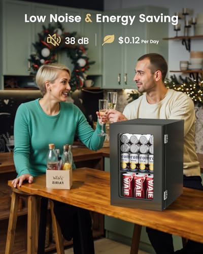 Feelfunn 24 Cans Beverage Refrigerator Cooler - Mini Fridge with Digital Temperature Control, Soda Wine Beer Drink Fridge...
