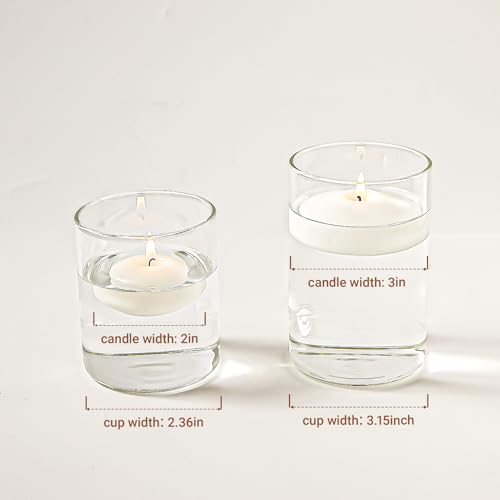 Ashlux White Floating Candles 2 inch, 24 Pack Floating Candles 5-6 Hours Long Burning, Unscented Floating Candle for Cente...