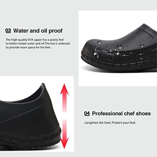 JSWEI Chef Shoes for Men - Professional Oil Water Resistant Nursing Chef Shoe，Non-Slip Safety Working Shoes for Kitchen Ga...