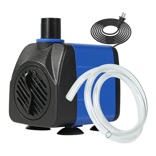 AQUANEAT Small Fountain Pump, 160 GPH Mini Submersible Water Pump with 3.3 ft Tubing, for Aquarium Fish Tank, Pet Water Fo...