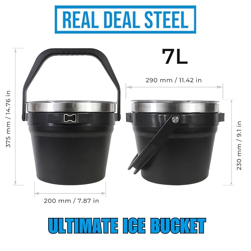 Large Insulated Ice Bucket with Lid – Stainless Steel Ice Bucket and Scoop – Ice Buckets for Parties, Bars – Ice Bucket wi...