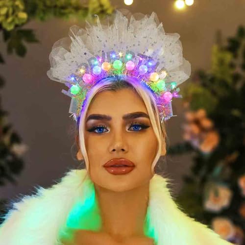 DRESBE Light Up Birthday Headband Happy Birthday Crown Headbands for Women