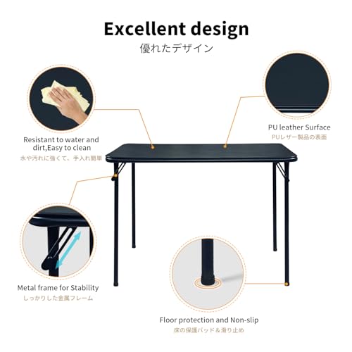 BOOSDEN Foldable Table and Chair Set, Folding Card Table and Chairs, Folding Tables Chair Set, Foldable Tables and Chairs ...