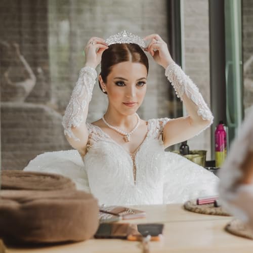 Crystal Tiaras Crowns for Women, Birthday Party Princess Wedding Brides Crown Prom Hair Accessories Gifts with Combs