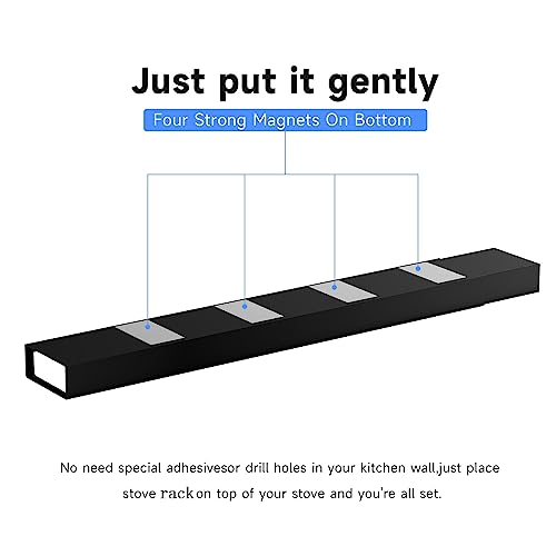 SZJHXIN 4X Strong Magnetic Stove Top Shelf, Adjustable 15-30 Inches, Fits Various Stove Lengths, Kitchen Organizer, Holds ...