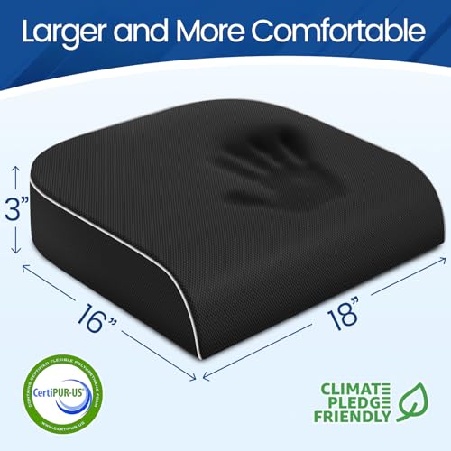 SweetSlubr Seat Cushion for Tailbone Pain Relief, Office Chair Cushion, Memory Foam Large Chair Cushion with Non-Slip Cove...