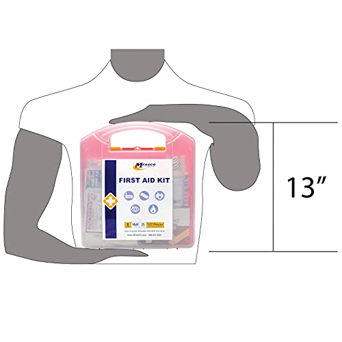 MFASCO ANSI Class B First Aid Kit - Durable Plastic First Aid Box for Business, Workplace Kit for Home - Fully Stocked wit...