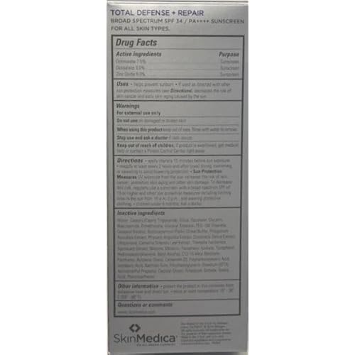 SkinMedica Total Defense + Repair SPF 34 Sunscreen for Face. This Lightweight, Facial Sunscreen is Ideal for Oily and/or Combination Skin, 2.3 Oz