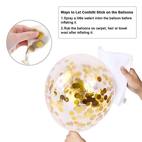 Navy Blue and Gold Confetti Balloons, 50 pcs 12 inch Pearl White and Gold Metallic Chrome Birthday Balloons for Celebratio...